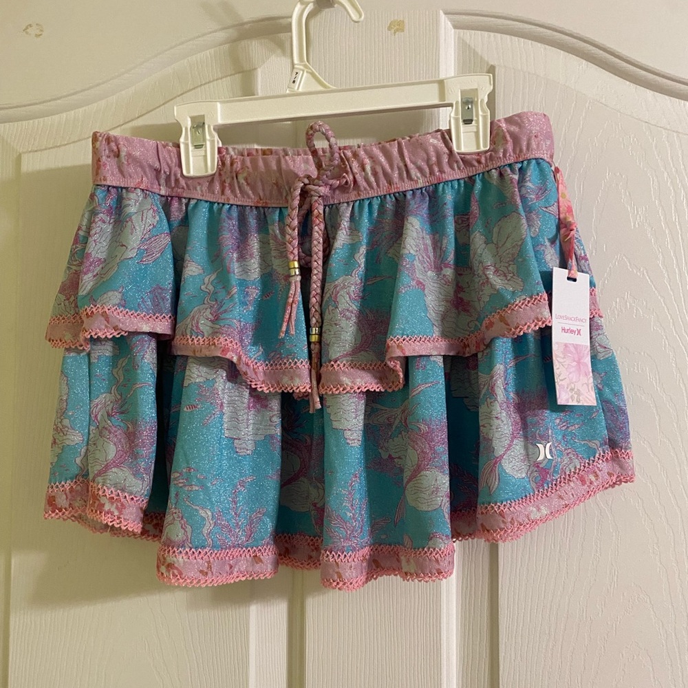 LOVESHACKFANCY X HURLEY - UNDER THE SEA TIERED MINI SKIRT